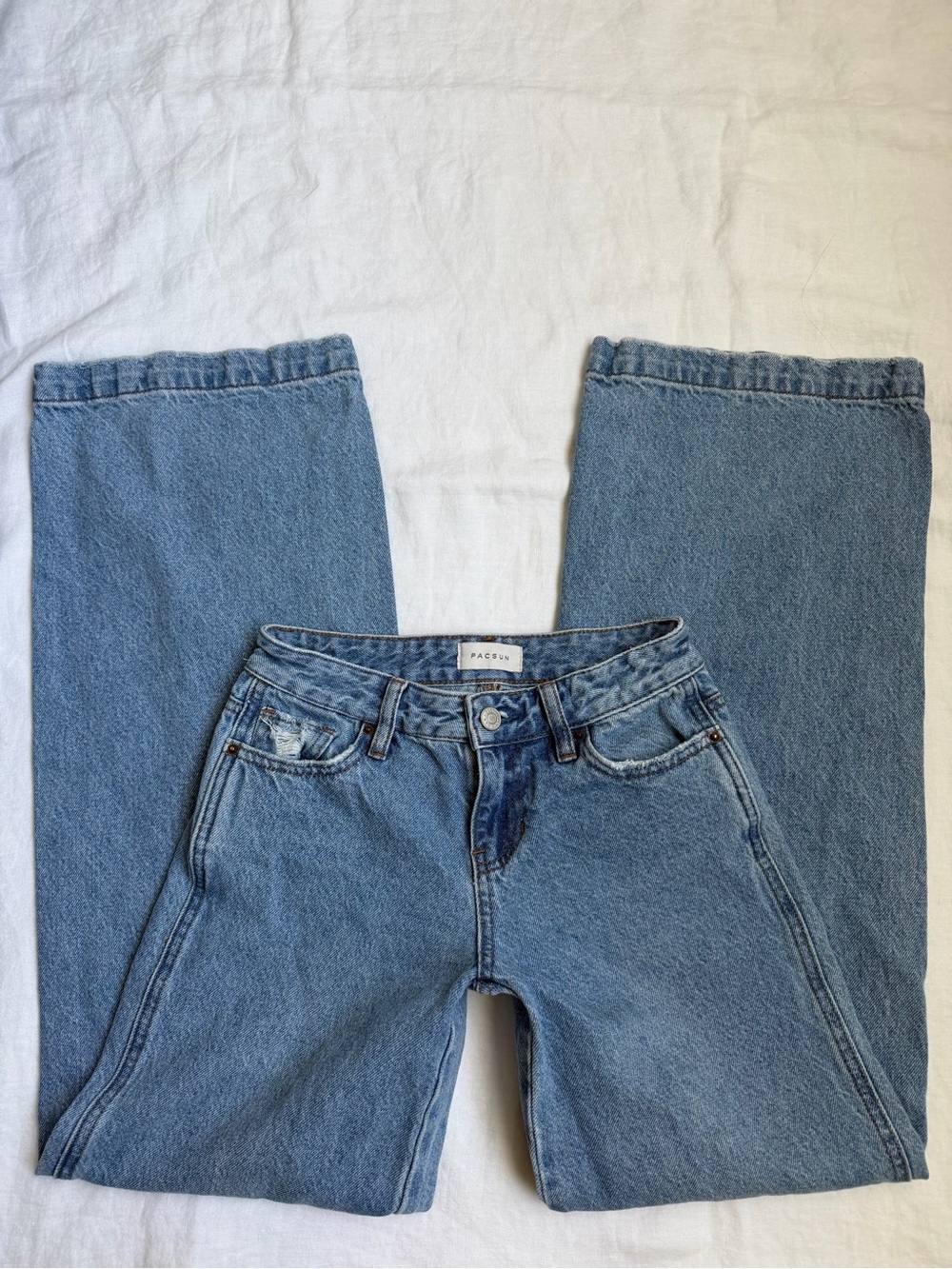 PacSun Casey Low Rise Baggy Jeans Size 22 Light Medium Wash Wide Leg Y2K